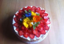Naked Cake Erdbeertorte mit Blüten