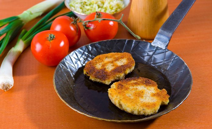 Kartoffel-Kraut-Puffer-mit- Kartoffel-Kraut-Puffer mit Rauchfleisch