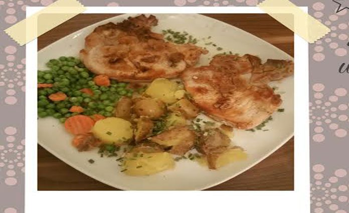 kotlett-mit-bratkartoffeln Kotelett mit Bratkartoffeln und Rahmgemüse
