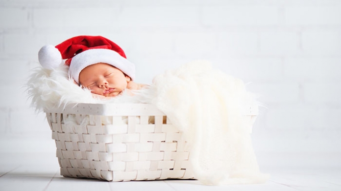 Weihnachten Baby in Korb